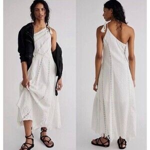 Free People White Bella One shoulder maxi dress Boho Size XS